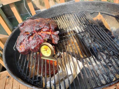 Pork butt on the kettle