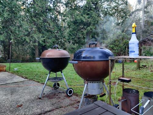 Kettles in the yard